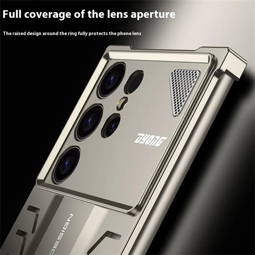 DYONG For Samsung Galaxy S25 Ultra Metal Case Snap-Open Design Heat Dissipation Shockproof Phone Cover - Titanium - 6