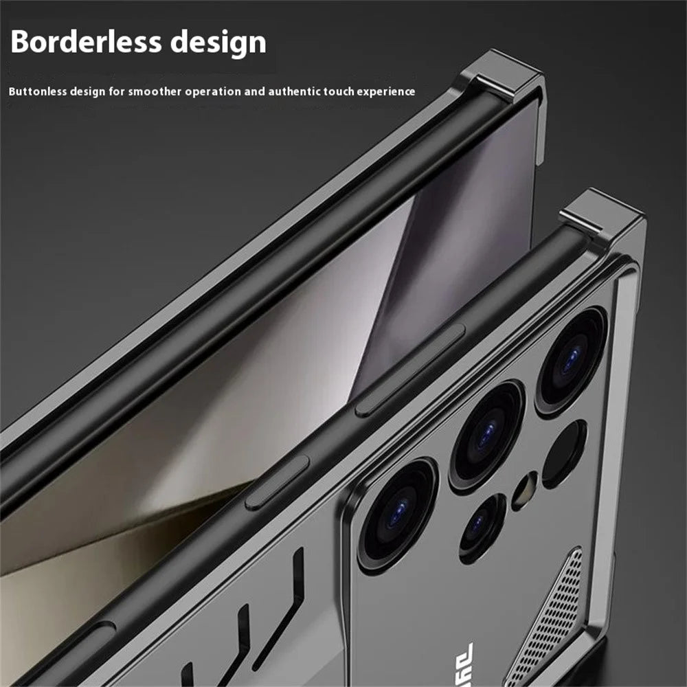 DYONG For Samsung Galaxy S25 Ultra Metal Case Snap-Open Design Heat Dissipation Shockproof Phone Cover - Titanium - 7