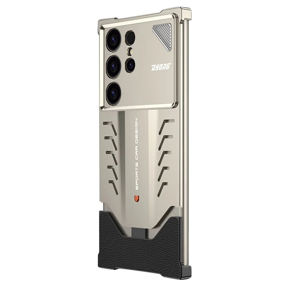 DYONG For Samsung Galaxy S24 Ultra Metal Case Snap-Open Design Heat Dissipation Shockproof Phone Cover - Titanium - 1