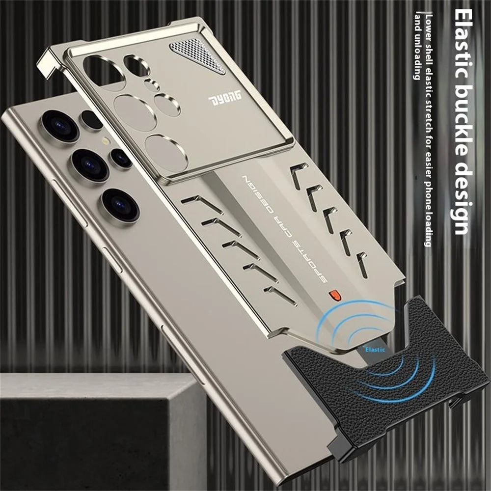 DYONG For Samsung Galaxy S24 Ultra Metal Case Snap-Open Design Heat Dissipation Shockproof Phone Cover - Titanium - 2