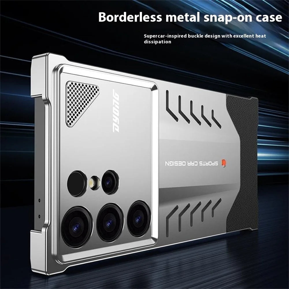 DYONG For Samsung Galaxy S24 Ultra Metal Case Snap-Open Design Heat Dissipation Shockproof Phone Cover - Titanium - 3