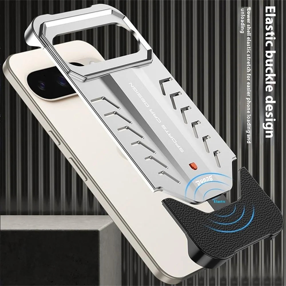 DYONG For Google Pixel 9 / 9 Pro Metal Case Snap-Open Design Heat Dissipation Shockproof Phone Cover - Titanium Silver - 2