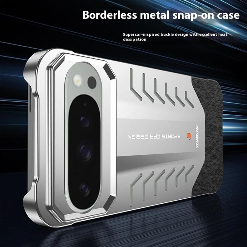 DYONG For Google Pixel 9 / 9 Pro Metal Case Snap-Open Design Heat Dissipation Shockproof Phone Cover - Titanium Silver - 3