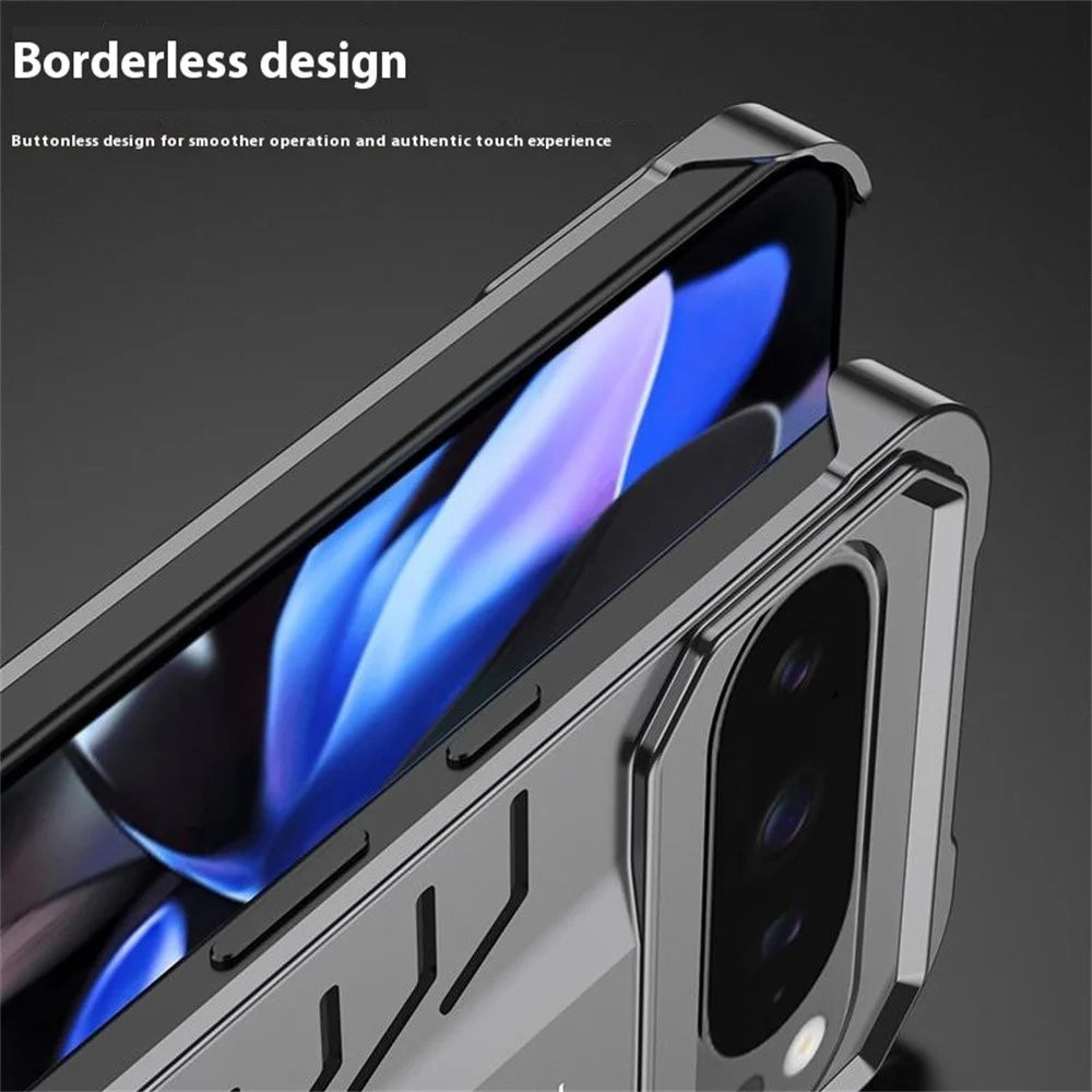 DYONG For Google Pixel 9 / 9 Pro Metal Case Snap-Open Design Heat Dissipation Shockproof Phone Cover - Titanium Silver - 7