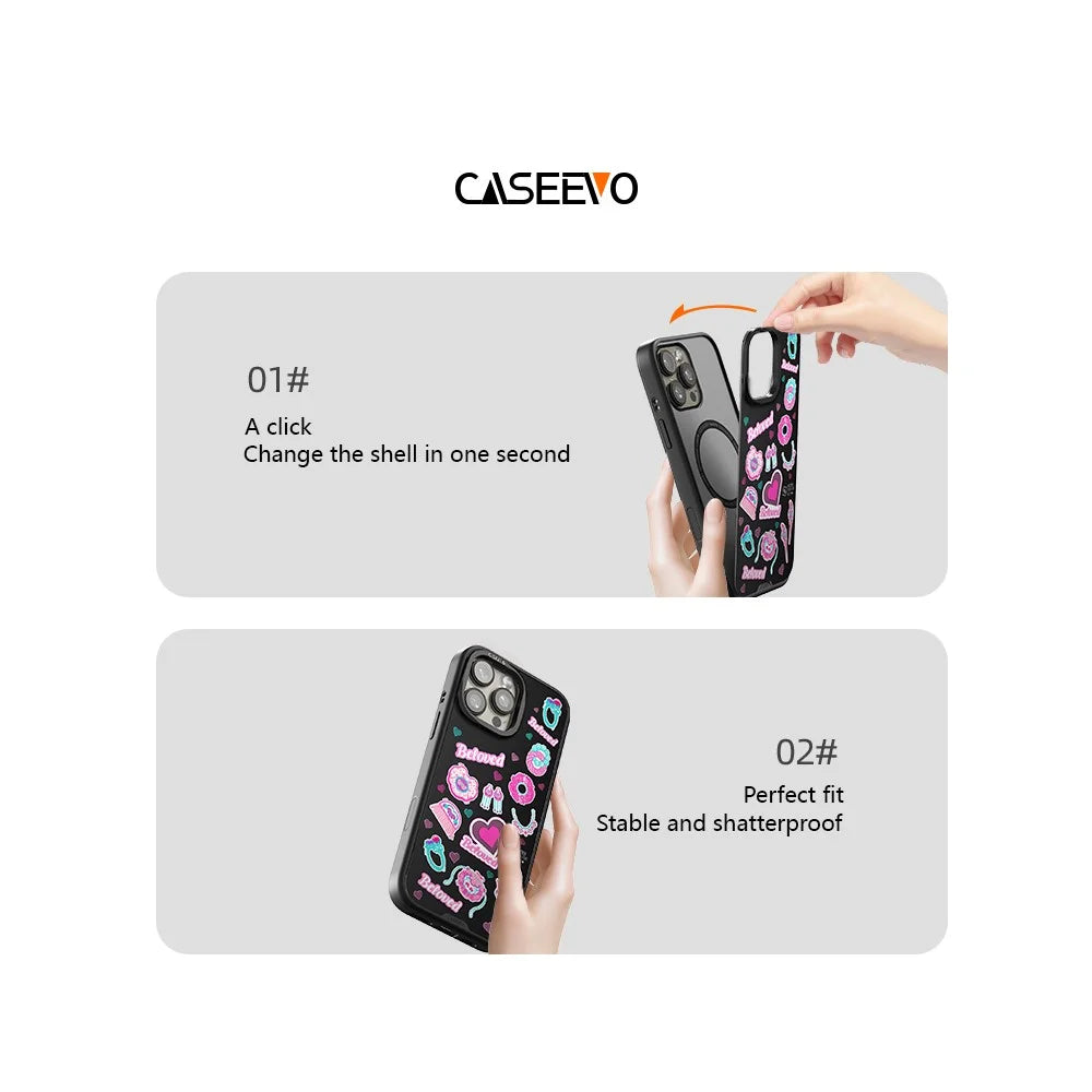 CASEEVO For iPhone 16 Pro Max Magnetic Case Compatible with MagSafe TPU Acrylic Phone Cover with Detachable Backplate - Beloved Tale - 4