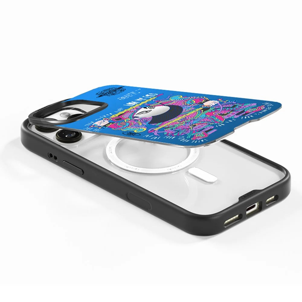 CASEEVO For iPhone 15 Pro Max Case with Detachable Door-god Backplate TPU Acrylic Phone Cover Compatible with MagSafe - Black Gold Yuchi Gong - 5
