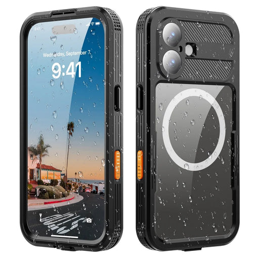 REDPEPPER For iPhone 17 IP68 Waterproof Case Clear Back Phone Cover Compatible with MagSafe - Black - 1