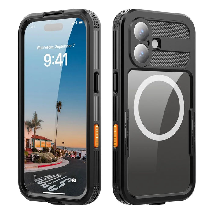 REDPEPPER For iPhone 17 IP68 Waterproof Case Clear Back Phone Cover Compatible with MagSafe - Black - 2