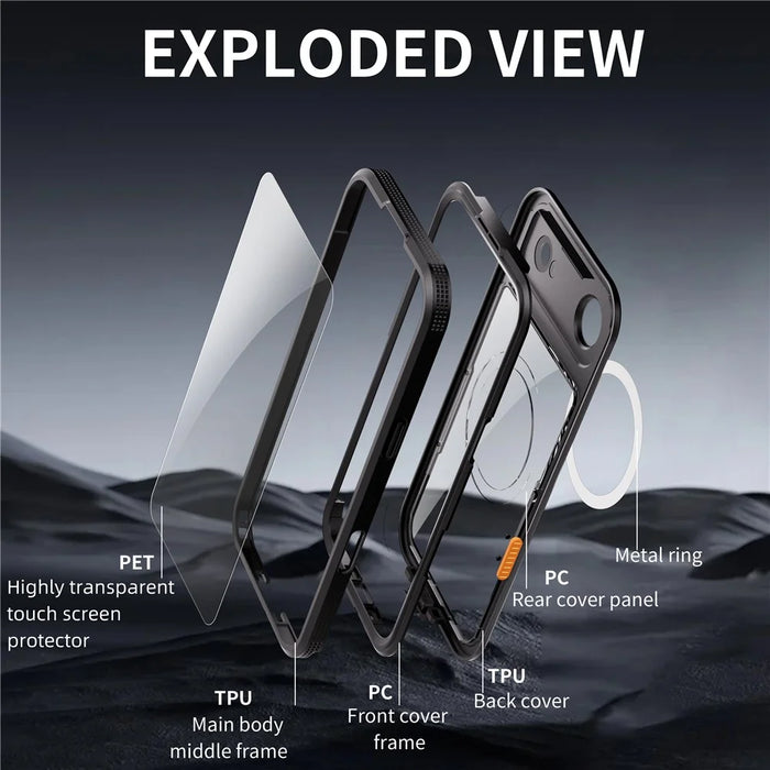 REDPEPPER For iPhone Air IP68 Waterproof Case Clear Back Phone Cover Compatible with MagSafe - Black - 5