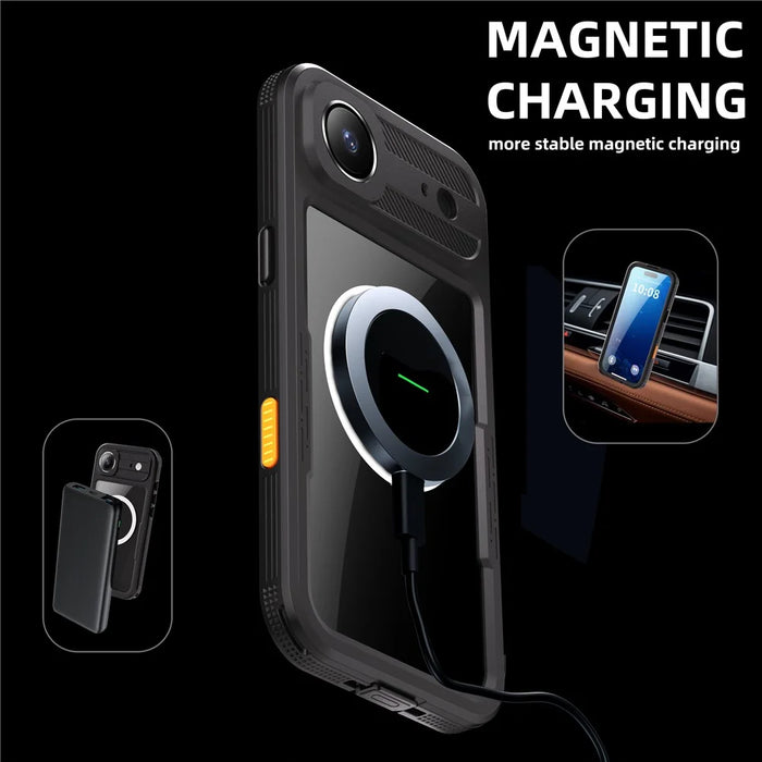 REDPEPPER For iPhone Air IP68 Waterproof Case Clear Back Phone Cover Compatible with MagSafe - Black - 7