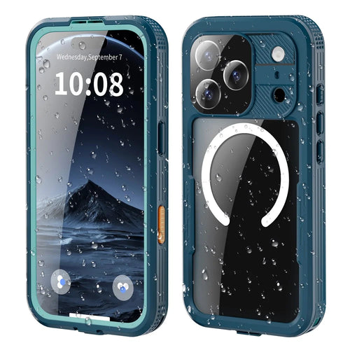 REDPEPPER For iPhone 17 Pro IP68 Waterproof Case Clear Back Phone Cover Compatible with MagSafe - Blue - 1