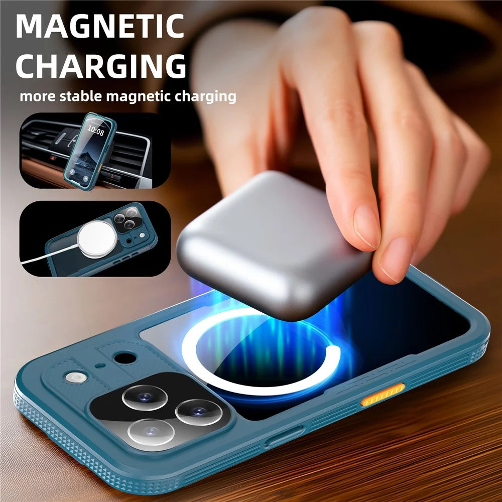 REDPEPPER For iPhone 17 Pro IP68 Waterproof Case Clear Back Phone Cover Compatible with MagSafe - Blue - 5