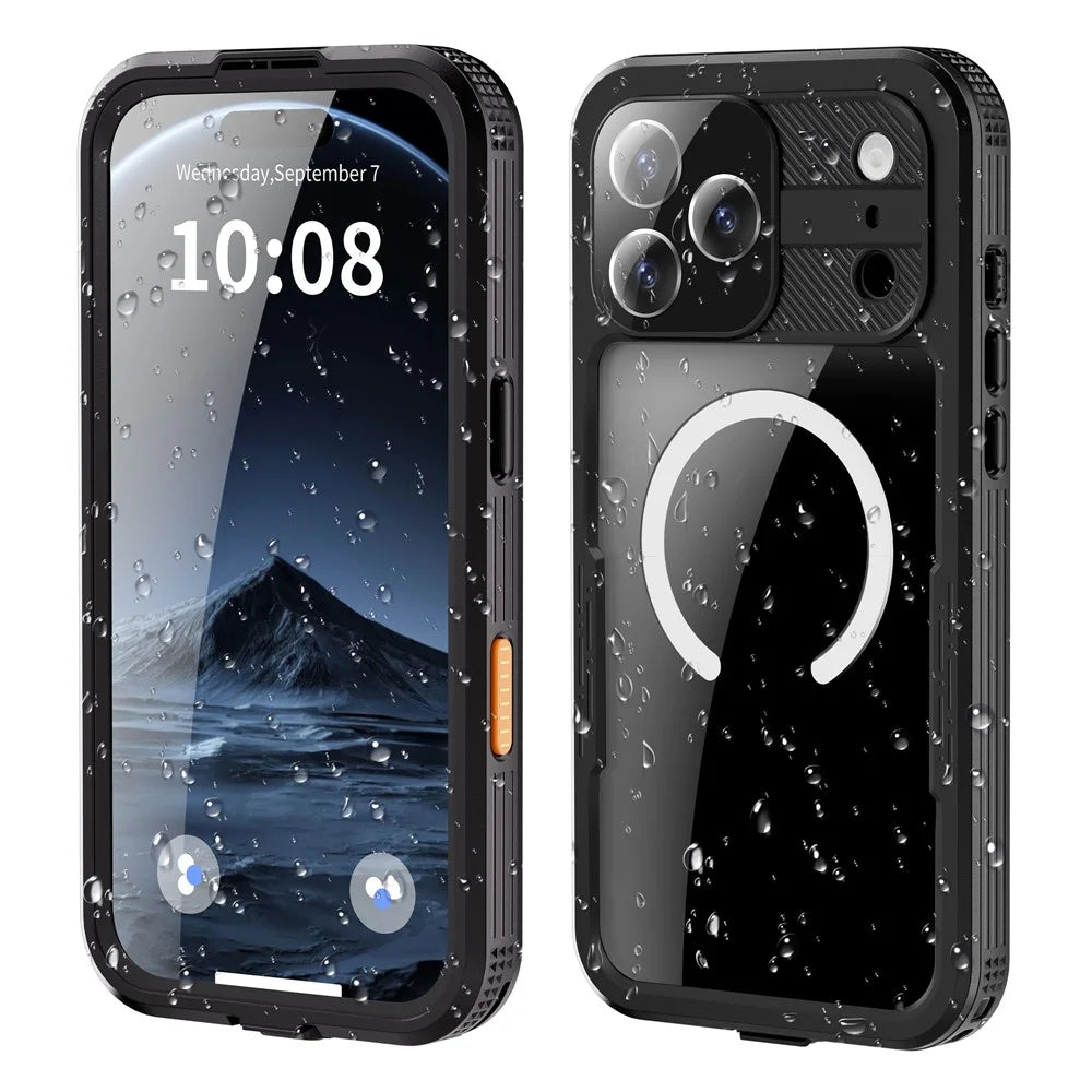 REDPEPPER For iPhone 17 Pro Max IP68 Waterproof Case Clear Back Phone Cover Compatible with MagSafe - Black - 1