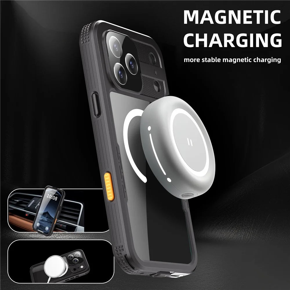 REDPEPPER For iPhone 17 Pro Max IP68 Waterproof Case Clear Back Phone Cover Compatible with MagSafe - Black - 6