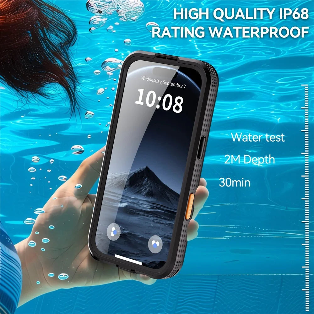 REDPEPPER For iPhone 17 Pro Max IP68 Waterproof Case Clear Back Phone Cover Compatible with MagSafe - Black - 7