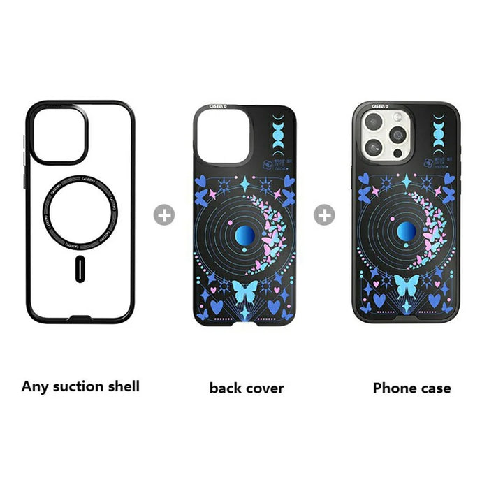 CASEEVO For iPhone 14 Pro Magnetic Case TPU Acrylic Phone Cover with Detachable Backplate - New Moon - 3