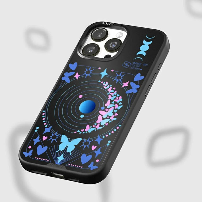 CASEEVO For iPhone 14 Pro Magnetic Case TPU Acrylic Phone Cover with Detachable Backplate - New Moon - 6