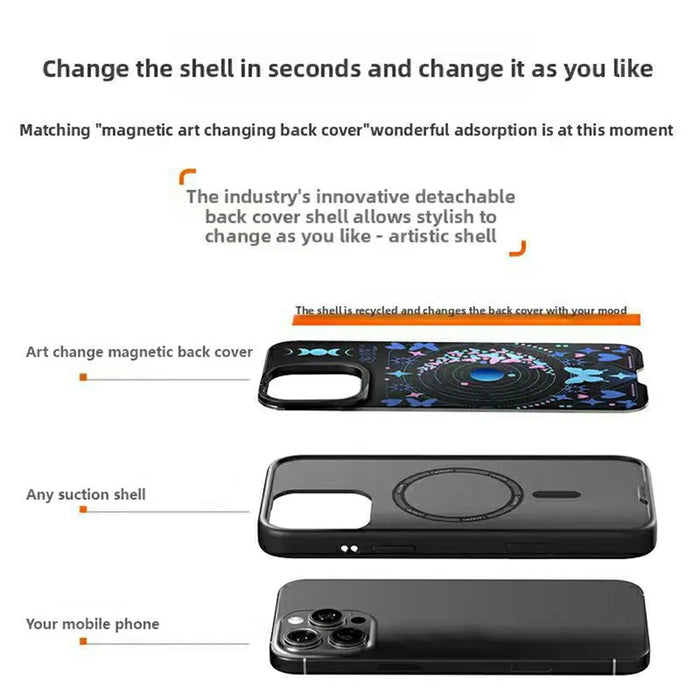 CASEEVO For iPhone 14 Pro Max Magnetic Case TPU Acrylic Phone Cover with Detachable Backplate - New Moon - 4