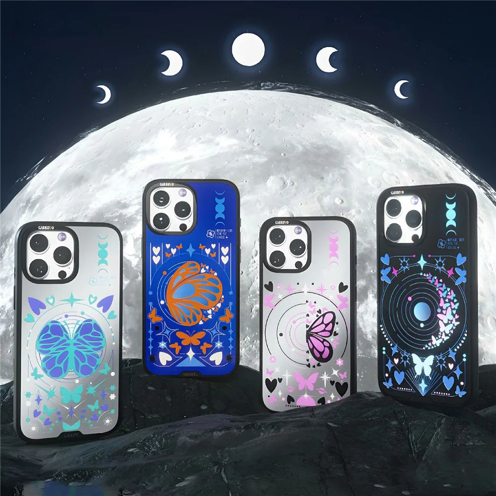 CASEEVO For iPhone 15 Pro Magnetic Case TPU Acrylic Phone Cover with Detachable Backplate - New Moon - 7