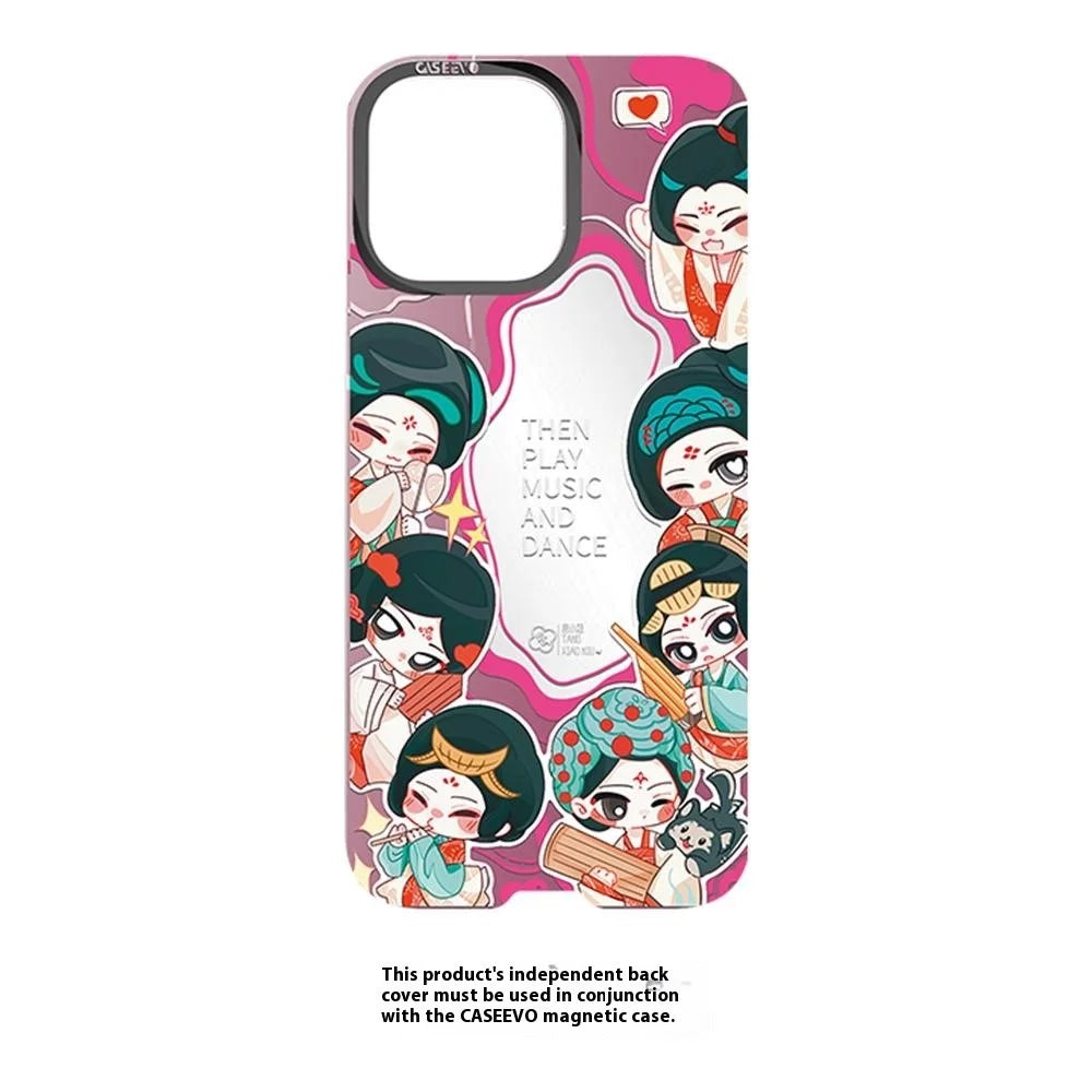 CASEEVO For iPhone 16 Pro Case Compatible with MagSafe TPU Acrylic Phone Cover with Tang Dynasty Ladies Backplate - Palace Music - 3