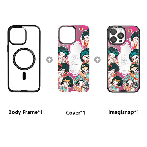 CASEEVO For iPhone 15 Pro Case Compatible with MagSafe TPU Acrylic Phone Cover with Tang Dynasty Ladies Backplate - Palace Music - 2