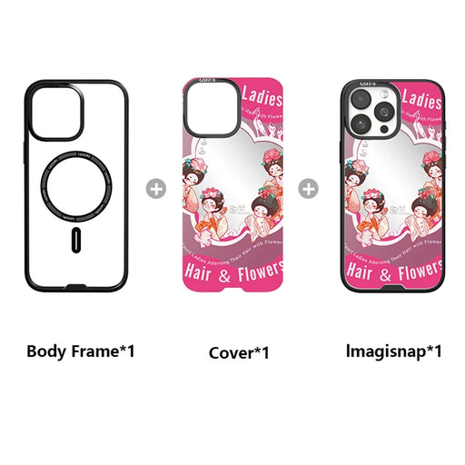 CASEEVO For iPhone 14 Pro Max Case Compatible with MagSafe TPU Acrylic Phone Cover with Tang Dynasty Ladies Backplate - Hairpin with Flowers - 2