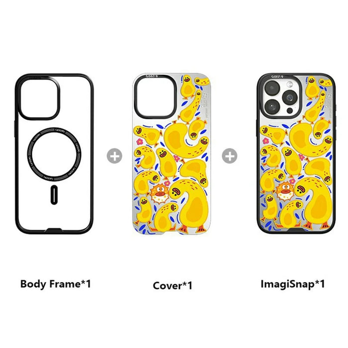 CASEEVO For iPhone 14 Pro Case Compatible with MagSafe TPU Acrylic Phone Cover with Poetic Illustration Backplate - Spring River at Dusk - 3