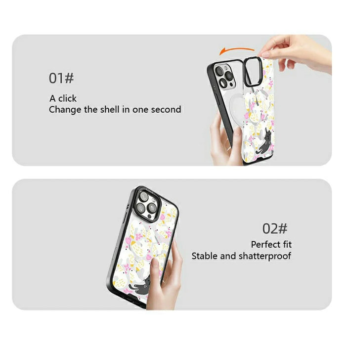 CASEEVO For iPhone 14 Pro Case Compatible with MagSafe TPU Acrylic Phone Cover with Poetic Illustration Backplate - Spring River at Dusk - 5