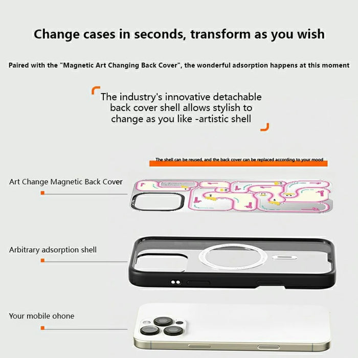 CASEEVO For iPhone 14 Pro Case Compatible with MagSafe TPU Acrylic Phone Cover with Poetic Illustration Backplate - Spring River at Dusk - 7