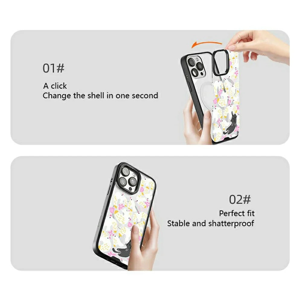 CASEEVO For iPhone 15 Pro Case Compatible with MagSafe TPU Acrylic Phone Cover with Poetic Illustration Backplate - Spring River at Dusk - 5