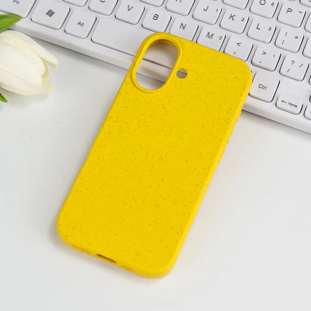For iPhone 17 Case Biodegradable Wheat Straw + TPU Matte Phone Cover - Yellow - 1