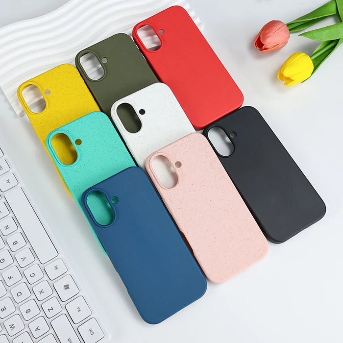 For iPhone 17 Case Biodegradable Wheat Straw + TPU Matte Phone Cover - Yellow - 2