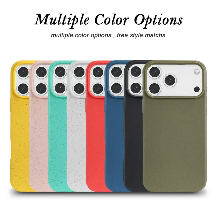 For iPhone 17 Pro Case Biodegradable Wheat Straw + TPU Matte Phone Cover - Yellow - 3