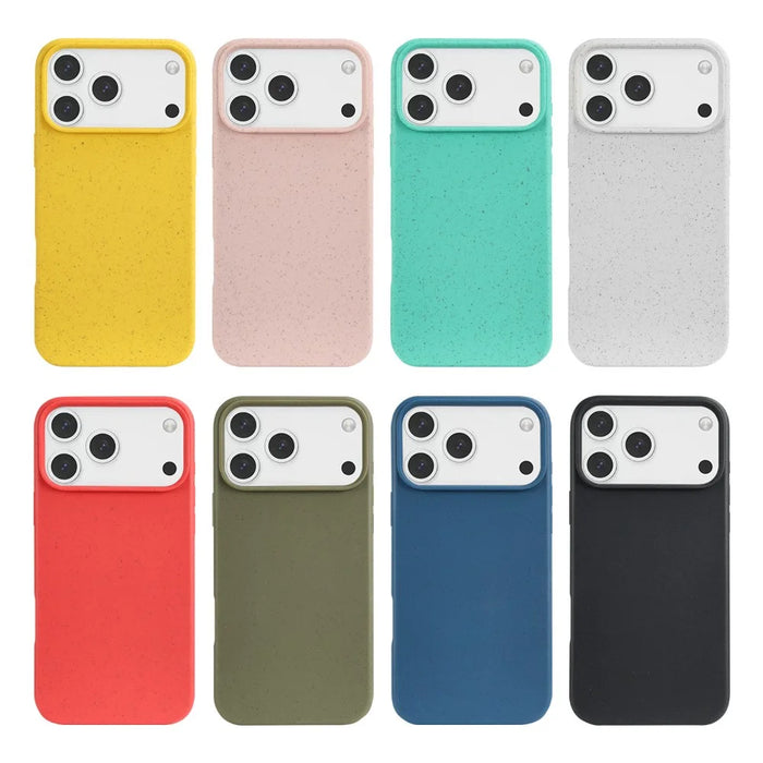 For iPhone 17 Pro Max Case Biodegradable Wheat Straw + TPU Matte Phone Cover - Yellow - 2