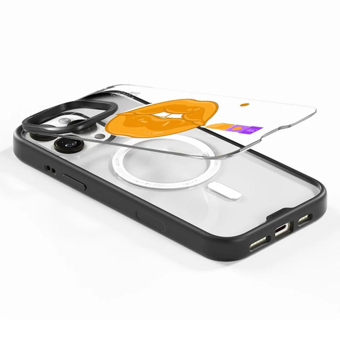 CASEEVO For iPhone 16 Pro Magnetic Case Compatible with MagSafe TPU Acrylic Phone Cover with Lip Pattern Back Panel - Han Dynasty - 4