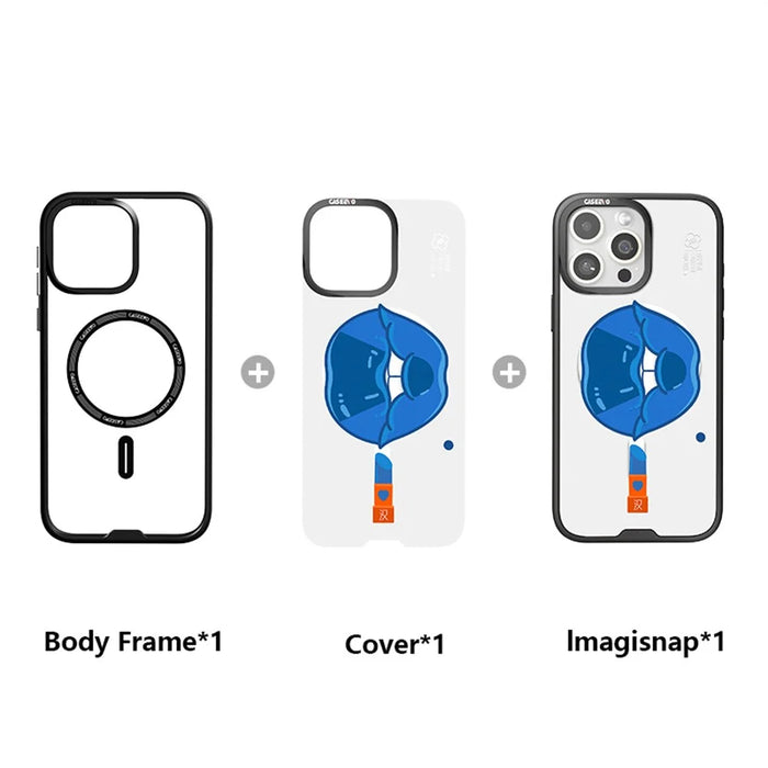 CASEEVO For iPhone 15 Pro Magnetic Case Compatible with MagSafe TPU Acrylic Phone Cover with Lip Pattern Back Panel - Han Dynasty - 3