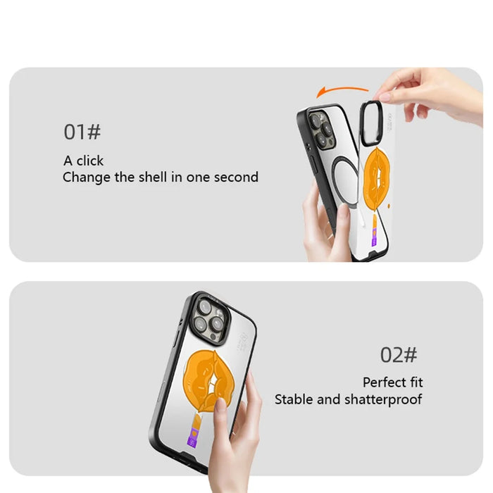 CASEEVO For iPhone 14 Pro Max Magnetic Case Compatible with MagSafe TPU Acrylic Phone Cover with Lip Pattern Back Panel -  Han Dynasty - 5