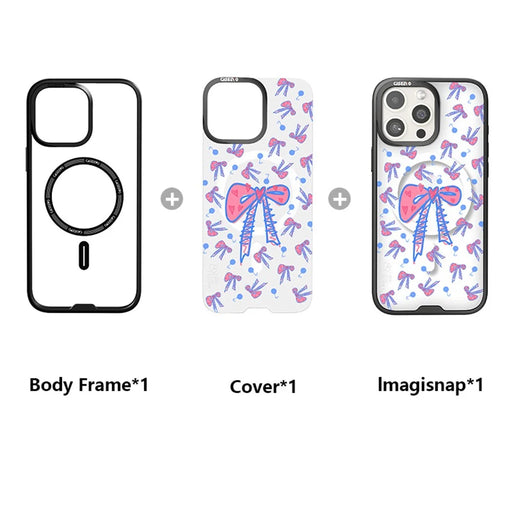 CASEEVO For iPhone 14 Pro Max Case Compatible with MagSafe TPU Acrylic Phone Cover with Interchangeable Back Panel - Bowknot - 2
