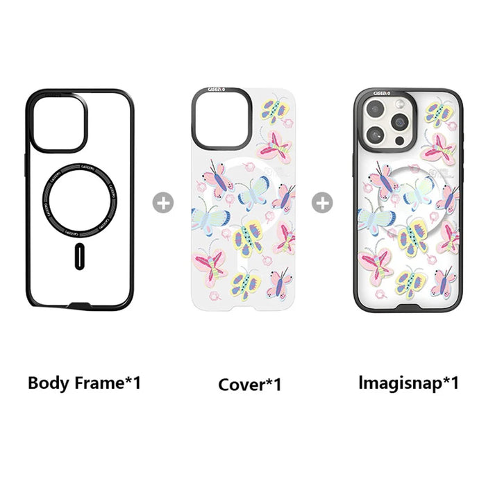 CASEEVO For iPhone 14 Pro Case Compatible with MagSafe TPU Acrylic Phone Cover with Interchangeable Back Panel - Butterfly - 2