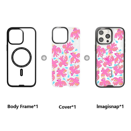 CASEEVO For iPhone 15 Pro Case Compatible with MagSafe TPU Acrylic Phone Cover with Interchangeable Back Panel - Vermilion Bird - 2