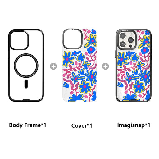 CASEEVO For iPhone 16 Pro Max Case Compatible with MagSafe TPU Acrylic Phone Cover with Interchangeable Back Panel - Flower - 2