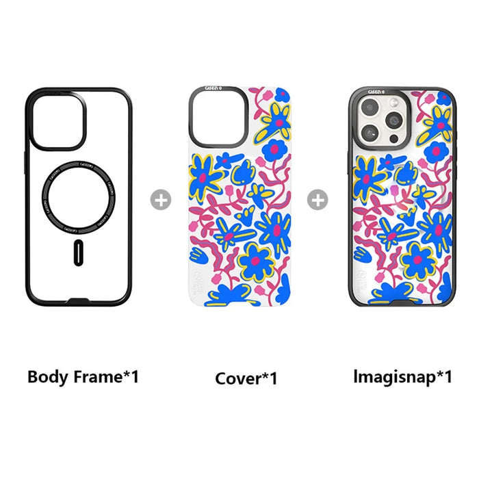 CASEEVO For iPhone 16 Pro Max Case Compatible with MagSafe TPU Acrylic Phone Cover with Interchangeable Back Panel - Flower - 2