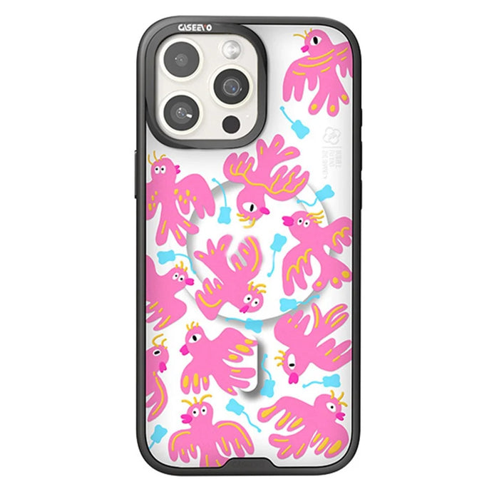 CASEEVO For iPhone 16 Pro Case Compatible with MagSafe TPU Acrylic Phone Cover with Interchangeable Back Panel - Vermilion Bird - 1