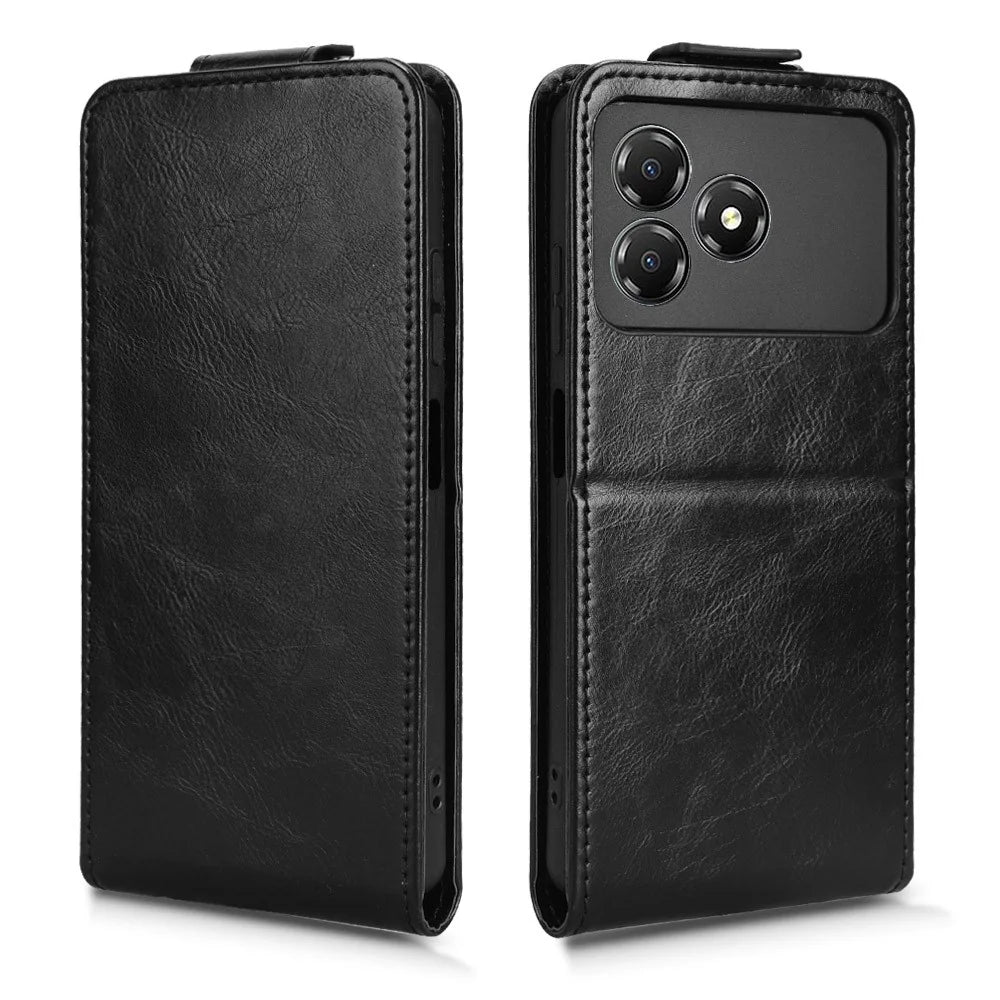 For ZTE Blade A36 Stand Case Magnetic Clasp Vertical Flip Leather Phone Cover with Card Holder - Black - 5