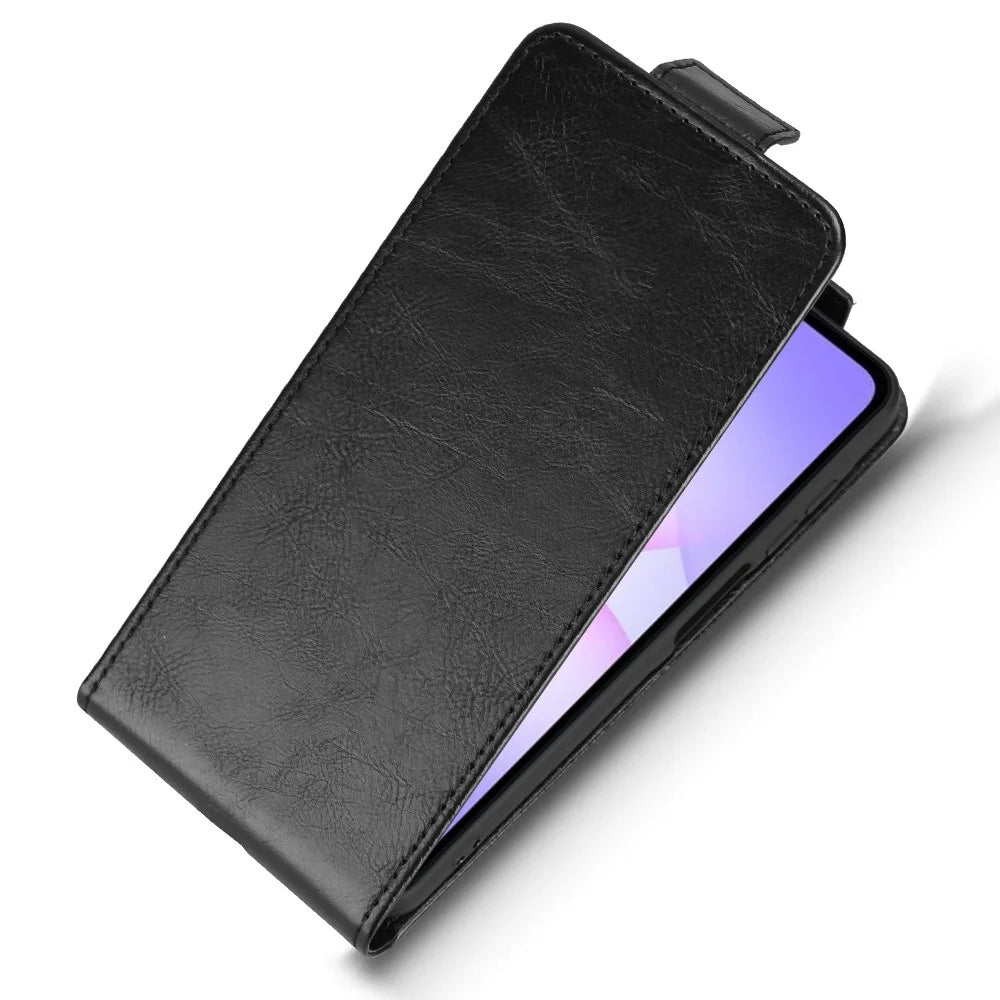 For Samsung Galaxy A08 5G / A08 4G / A07 5G / A07 4G Stand Case Magnetic Clasp Vertical Flip Leather Phone Cover with Card Holder - Black - 4