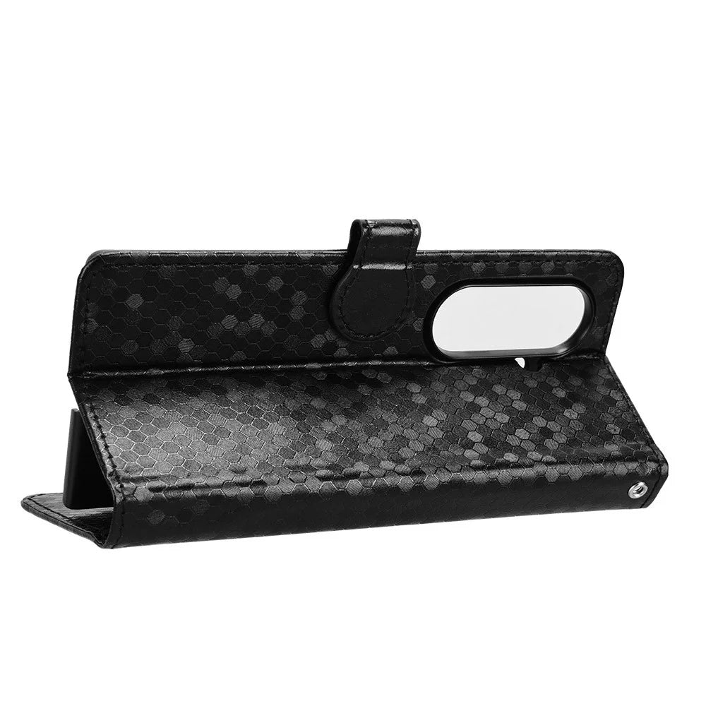 For Samsung Galaxy Z Fold7 5G Wallet Case Dot Pattern Imprint PU Leather Phone Cover with Wrist Strap - Black - 4