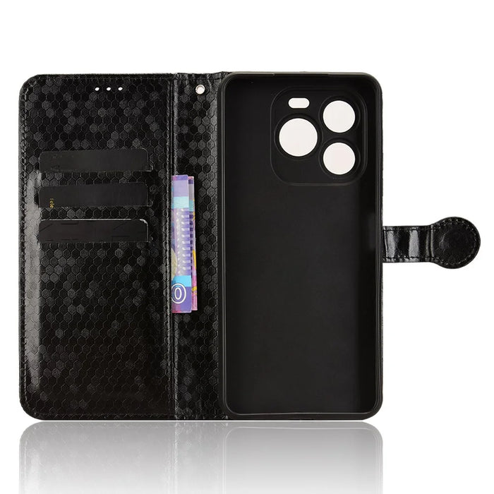 For Oukitel C65 Pro  /  C65 Wallet Case Dot Pattern Imprint PU Leather Phone Cover with Wrist Strap - Black - 2