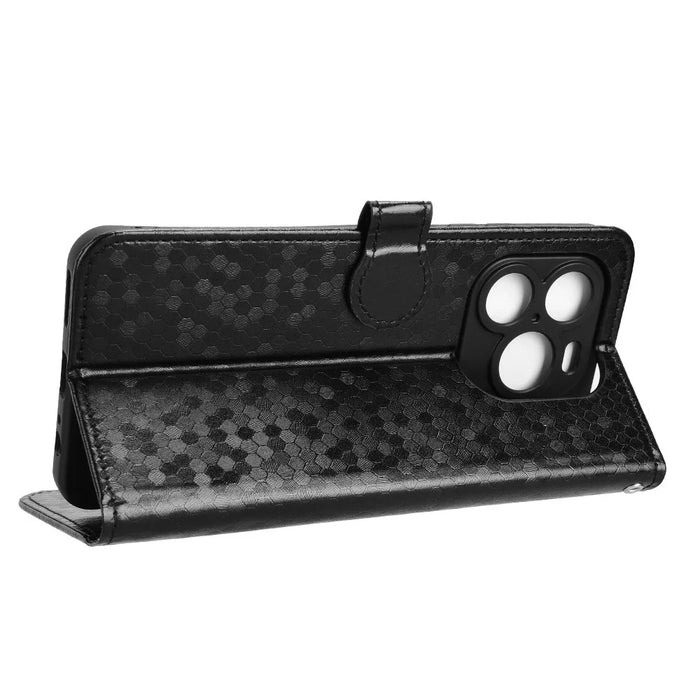 For Oukitel C65 Pro  /  C65 Wallet Case Dot Pattern Imprint PU Leather Phone Cover with Wrist Strap - Black - 4