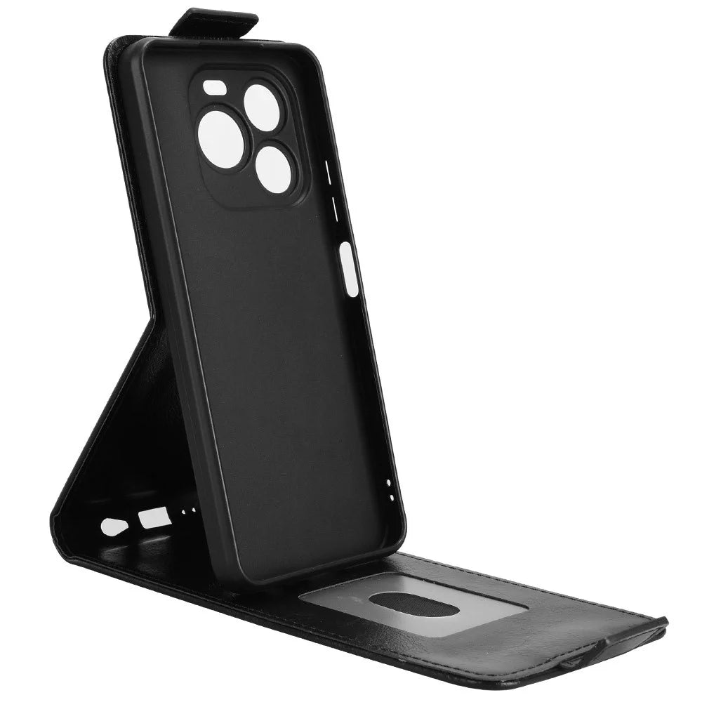 For Oukitel C65 Pro  /  C65 Stand Case Magnetic Clasp Vertical Flip Leather Phone Cover with Card Holder - Black - 2