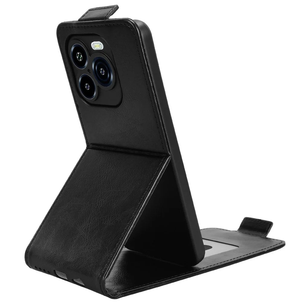 For Oukitel C65 Pro  /  C65 Stand Case Magnetic Clasp Vertical Flip Leather Phone Cover with Card Holder - Black - 3